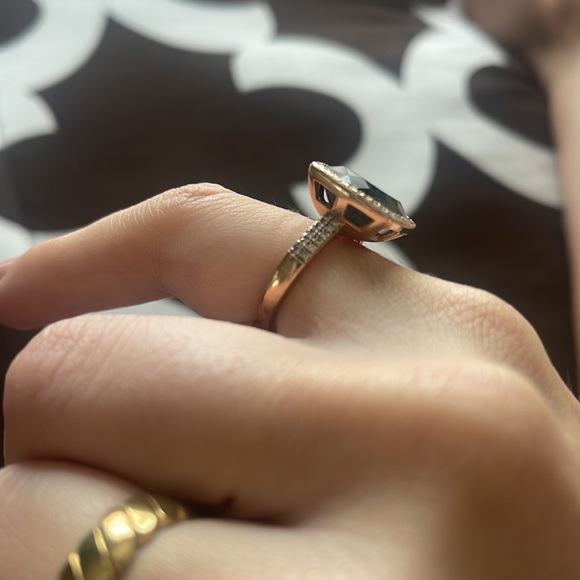 14k Rose Gold and Smokey Topaz Diamond Ring - Picture 3 of 5